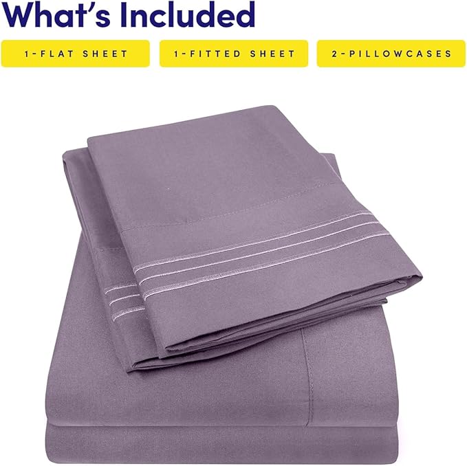 1500 Supreme Collection Queen Sheet Sets Plum - Luxury Hotel Bed Sheets and Pillowcase Set for Queen Mattress - Extra Soft, Elastic Corner Straps, Deep Pocket Sheets, Queen Plum