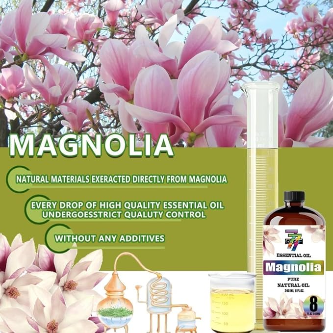 Magnolia Essential Oil - Magnolia Oils for Diffusers, Humidifiers, DIY Candles, Soap, Cleaning, Home, Office, Yoga, Massage, Gifts - 8 fl oz (240 ml) - GV77ZF