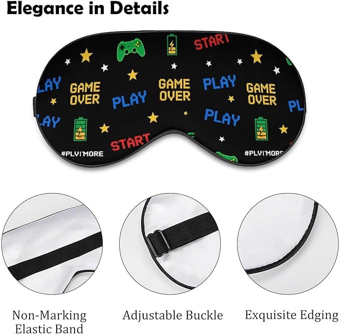 Kids Sleep Mask Game Video Games Boys Sleep Eye Mask Blindfold with Adjustable Strap Soft Eye Mask Sleep for Blocking Out Lights Game Room Decor