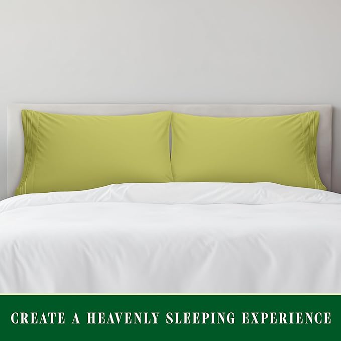Elegant Comfort Luxury Ultra-Soft 2-Piece Pillowcase Set - 1500 Premium Hotel Quality Microfiber Double Brushed - Wrinkle Resistant, Standard/Queen, Pistachio Green