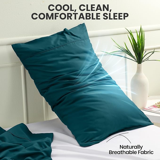 Utopia Bedding Pillow Cases Standard Size 2-Pack – Soft Brushed Microfiber – Envelope Closure – Perfect for Hospitals, Hotels, Guest Rooms – Oeko-TEX Certified, 20x26 Inches (Teal)