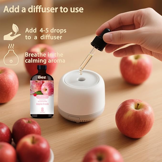 Apple Essential Oil – MLYNKL Apple Oils 8.33 fl oz for Diffusers, Humidifiers, Massage, DIY Candles, Soap, Cleaning, Home, Yoga, Office, Gifts - 250 ml