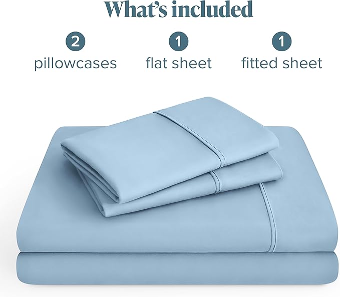 Bare Home Hotel Luxury Twin Sheet Set, Extra Soft - 4 Piece Set - Deep Pockets - Easy Fit - Cooling & Breathable - Wrinkle, Fade, Stain Resistant - Includes 2 Pillowcases (Twin, Light Blue)