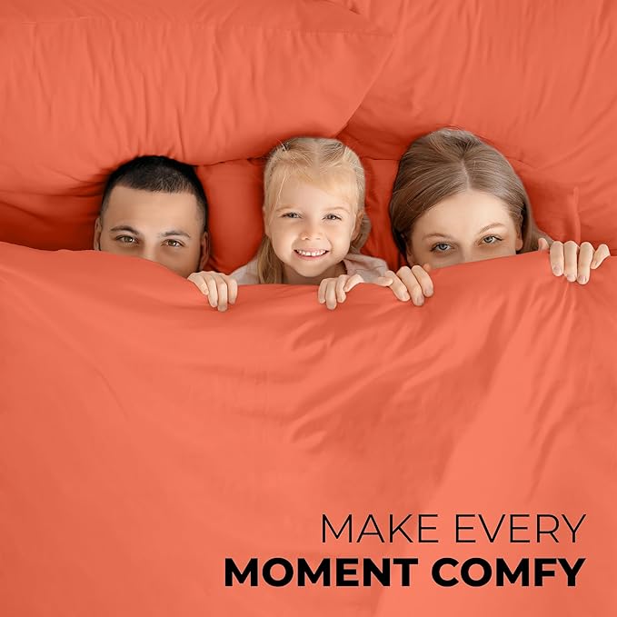 ROYALE LINENS 4 Piece King Sheets Set - Soft Brushed 1800 Microfiber Bedding - 1 Fitted and 1 Flat Sheet, 2 Pillow Cases - Wrinkle Free & Fade Resistant - Hotel Luxury Bed Sheets Set (Coral, King)