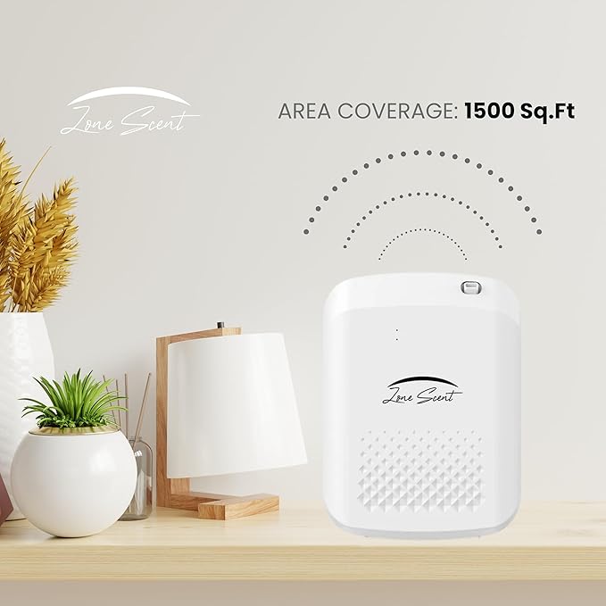 Smart Essential Oil Diffuser for Home and Commercial Use – 1500 Sq Ft Cold Air Scent Machine – Waterless, Quiet, Safe, App-Controlled Aroma Diffuser – ZS-01F (White)