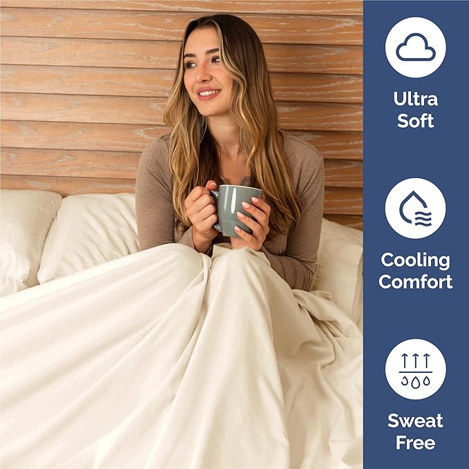 Split King 7 Piece Sheet Set - Comfy, Breathable & Cooling - Soft Hotel Luxury Bedding for Women, Men, Kids, Teens and Children - 1 Flat & 2 Fitted Sheets & 4 Pillowcases with Deep Pockets - Off White