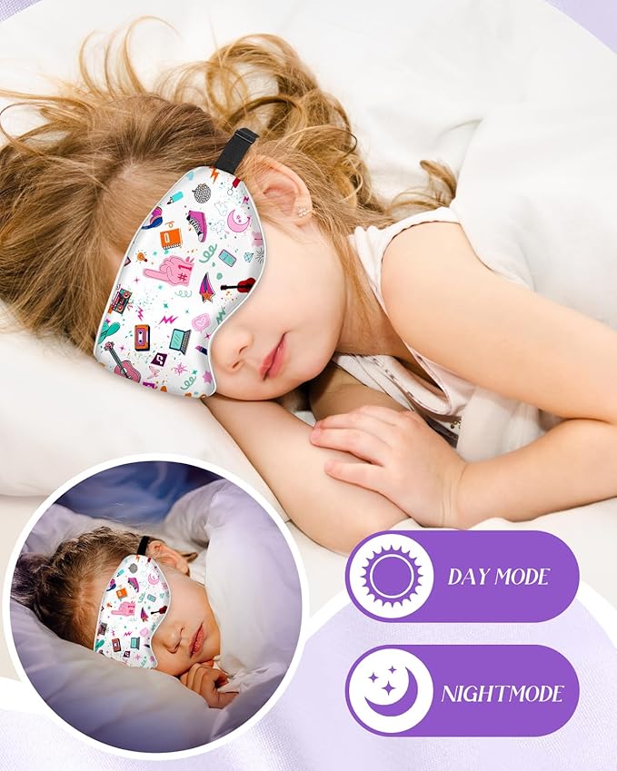 Miss Adola Sleep Mask for Kids - Silk Eye Mask for Sleeping Cute Cartoon Kids Sleep Mask for Boys Girls Teens Soft Smooth Adjustable Straps Silk Kids Eye Cover, TL Element