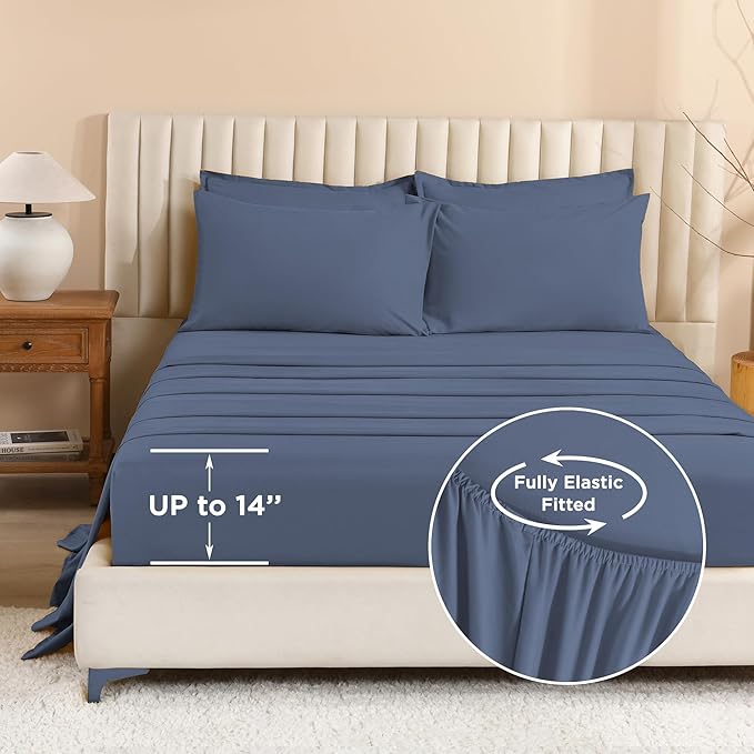 Litanika Twin Comforter Sets Bluish Grey - 5 Pieces Bed in a Bag Beddding Sets, Solid Lightweight Bed Set with Comforter, Sheets, Pillowcase & Sham