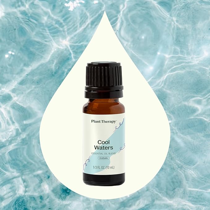 Plant Therapy Cool Waters Summer Essential Oil Blend 10 mL (1/3 oz) Fresh, Clean, Airy Aroma, Brings a Cool, Relaxed Feel, Refreshes Stuffy Spaces