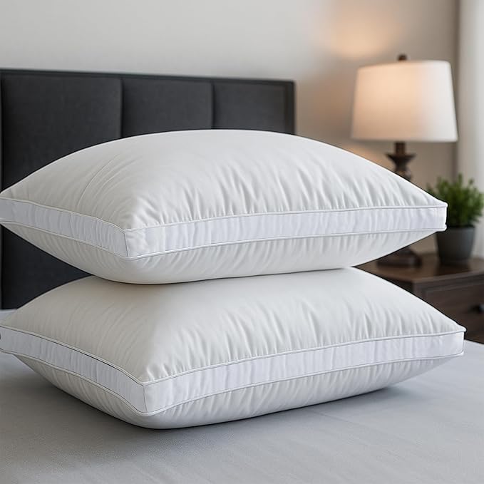 LUX Décor Gusseted Style Soft Hotel Pillows Set of 2 – for Side, Stomach & Back Sleepers - Down Alternative Hotel Bed Pillows – 100% Microfiber Cover, Virgin PSF Fill – White, King 36x18