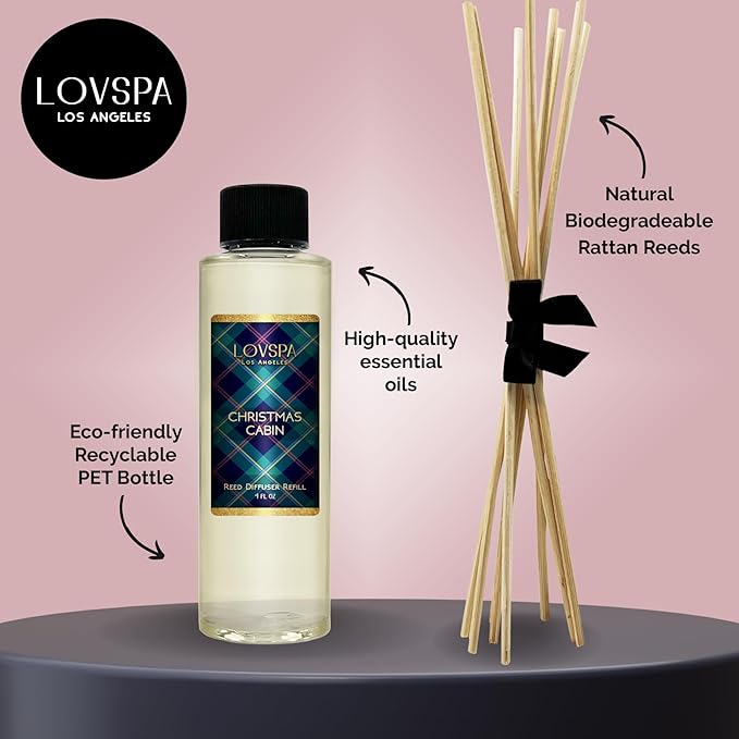 Christmas Cabin Diffuser Oil - Holiday Essential Oils for Diffuser Refill & Air Freshener Room Spray - Long-Lasting & Natural Home Fragrance, Scented Oil for Diffusers, USA Made, 4oz