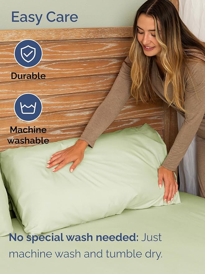 Extra Deep Cal King Sheet Set - 4 Piece Breathable & Cooling Bed Sheets - Easily Fits 18 to 24 inch Mattress - Soft, Wrinkle & Fade Free w/ Extra Deep Pockets - Hotel Luxury Bedding - Light Sage Green