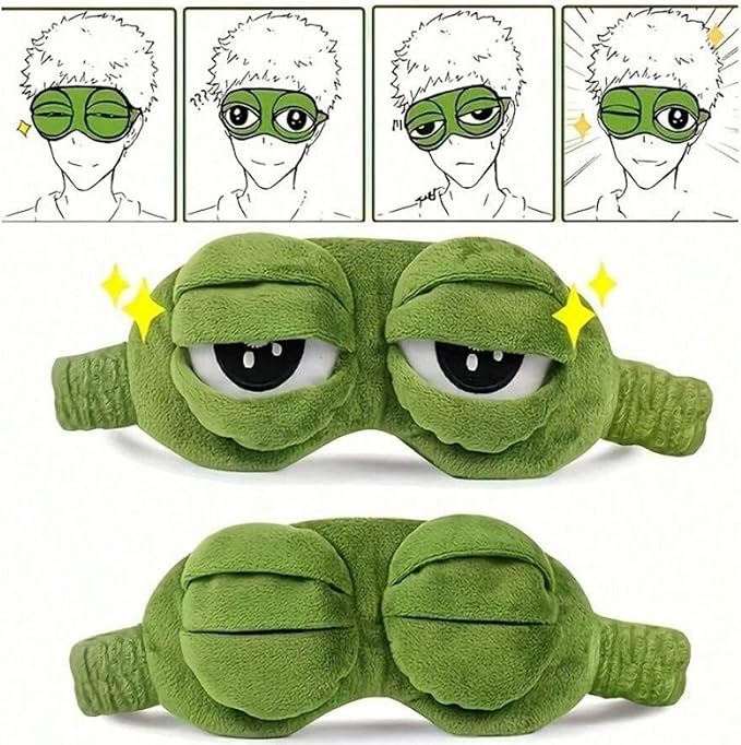 3D Frog Sleep Mask, Frog Sleep Mask, Soft & Comfortable Travel Eye Mask, Lightweight & Portable, Unisex, All-Season Use (4pcs)