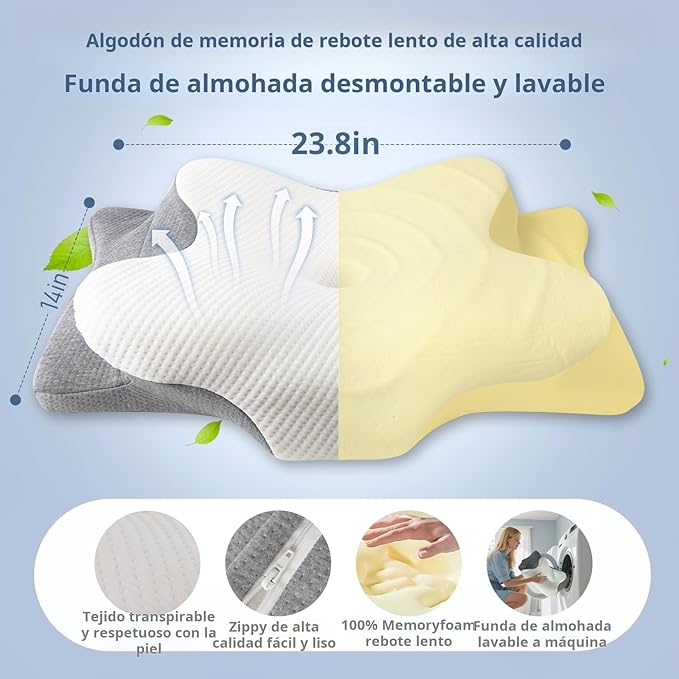 Cervical Pillow for Neck and Shoulder-Ergonomic Neck Support Pillows for Sleeping with Pain Relief，Contour Memory Foam Pillow for Side Sleepers, Back and Stomach Sleep