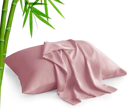 BEDELITE King Size Pillow Cases Set of 2, Rayon Derived from Bamboo, Cooling Pillow Cases for Hot Sleepers & Night Sweats, Breathable and Silky Soft Envelope Pillowcases(Rose Pink, 20"x36")