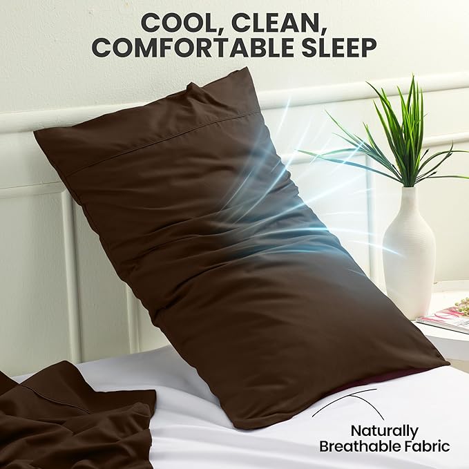 Utopia Bedding Queen Pillow Cases - 2 Pack - Envelope Closure - Soft Brushed Microfiber Fabric - Shrinkage and Fade Resistant Pillow Covers Queen Size 20 X 30 Inches (Queen, Brown)