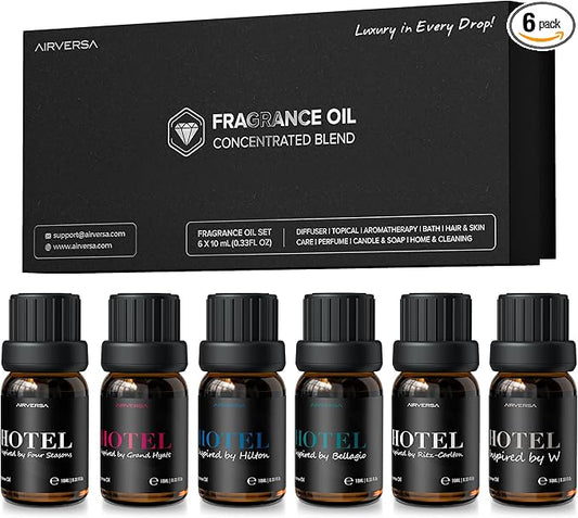 Airversa Hotel Scent Diffuser Oils, Fragrance Oils Set, 10mL | 0.34 Fl Oz x 6