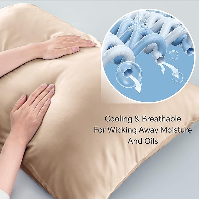 BEDELITE King Size Pillow Cases Set of 2, Rayon Derived from Bamboo, Cooling Pillow Cases for Hot Sleepers & Night Sweats, Breathable and Silky Soft Envelope Pillowcases(Taupe, 20"x36")