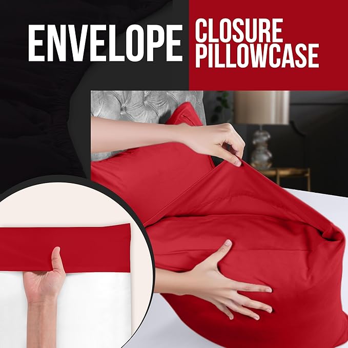 Utopia Bedding King Pillow Cases - Pack of 4 - Envelope Closure - Soft Brushed Polyester Fabric - Shrinkage and Fade Resistant Pillow Covers King Size 20 X 40 Inches (Red)