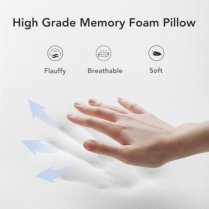 KPNEOL Travel Pillow, 100% Pure Memory Foam Travel Neck Pillow Airplane Neck Support Ergonomic Design for Traveling Suitable for Airplanes,Offices and Cars-Cooling Silk Blue