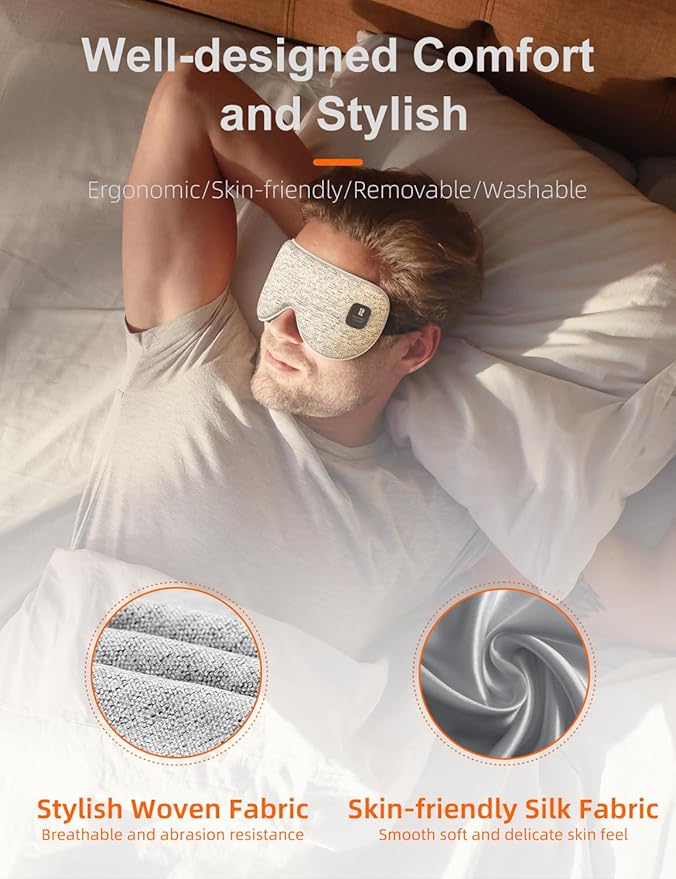 Heated Eye Mask, Cordless Heat Eye Compress for Dry Eye Stye Relax, Blackout Electric Warm Eye Mask for Airplane Sleeping for Travel, Birthday Idea for Woman/Man (Grey)