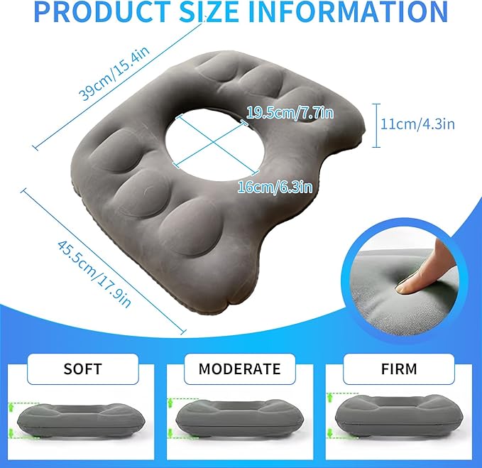 Inflatable Seat Cushion,Donut Pillow,Anti Decubitus Pad,Bed Sore Cushions for Butt,Bedsore Pressure Relief Pillow for Elderly,Bedridden,Disabled
