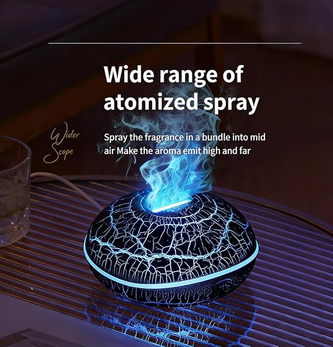 ThreeH Cracked Pattern Design Essential Oil Diffuser 200ml Aromatherapy Humidifier with Mood Light Auto Safety Unique Art Decor & Gift