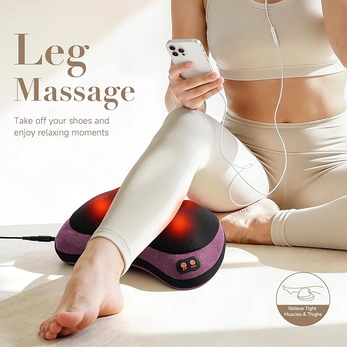 Papillon Shiatsu Back Massager with Heat, Mothers Day Gifts for Mom, Wife, Women & Her,Deep Tissue Massage Pillow for Neck,Shoulder,Foot & Lower Back Pain Relief,Gifts for Women,Her, Dad, Men (Purple)