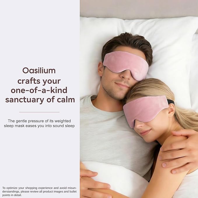 Lyocell Weighted Sleep Eye Mask for Women Men, 5.3oz & 7oz, Removable Washable Weighted Bag, Light Blocking Eye Cover, Soft Eye Shade for Travel Essentials, Office Naps, Gift,Pink