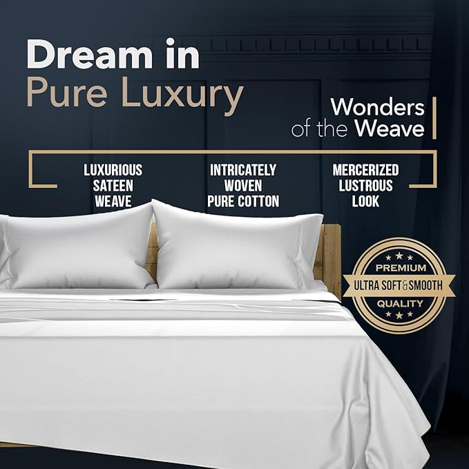 TEXAS LINEN CO. 100% Egyptian Cotton Pillow Cases Standard/Queen Size Set of 2 - Luxury 1500 Series Couture Comfortin' Collection Cotton Pillowcases (Light Grey), Fits Standard & Queen Size Pillows