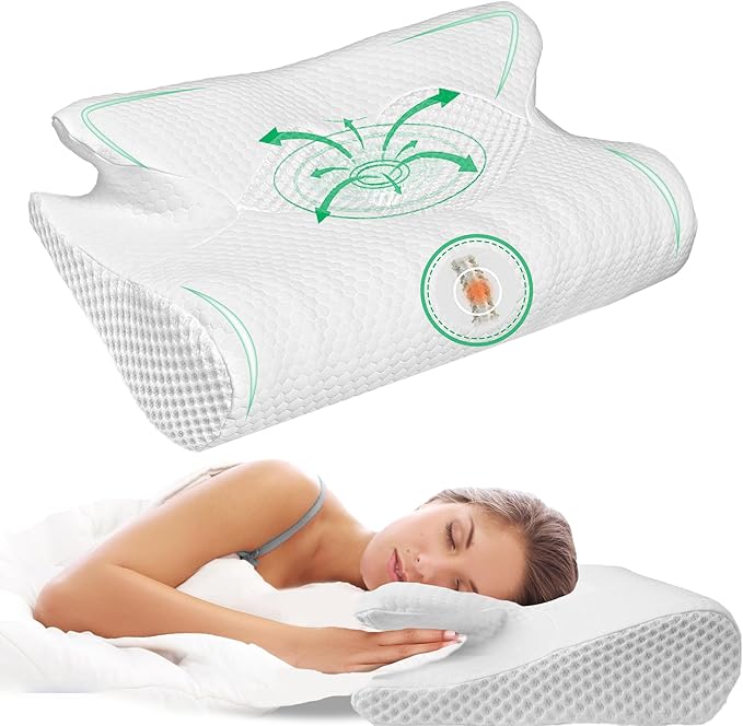 Cervical Neck Pillow for Sleeping, Memory Foam Pillows for Neck and Shoulder Pain. Hollow Design Odorless Memory Foam Pillows, Ergonomic Orthopedic Support Pillow for Side Sleepers,Back and Stomach