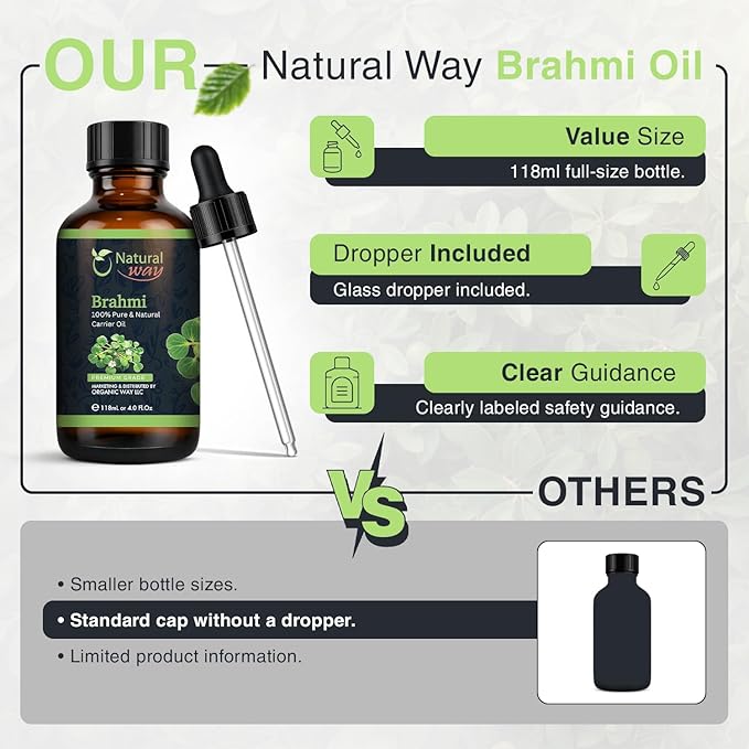 Brahmi Carrier Oil for Diffusers, Dry Skin, Hair | Natural Aroma Oil for Home Fragrance, DIY Beauty Blends & DIY Candle Making, Long Lasting Scent for Office, Bedroom Scent 4 Fl Oz (120 mL)
