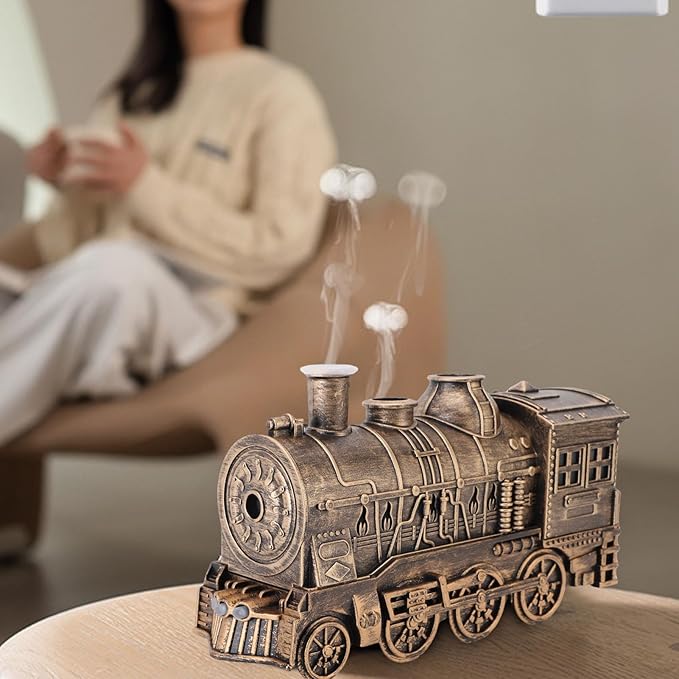 Train Humidifier, Dual Mist Outlets Cool Mist Diffuser with 300ml Capacity for Bedroom Office Desktop 2/8H Timer （Without Remote）