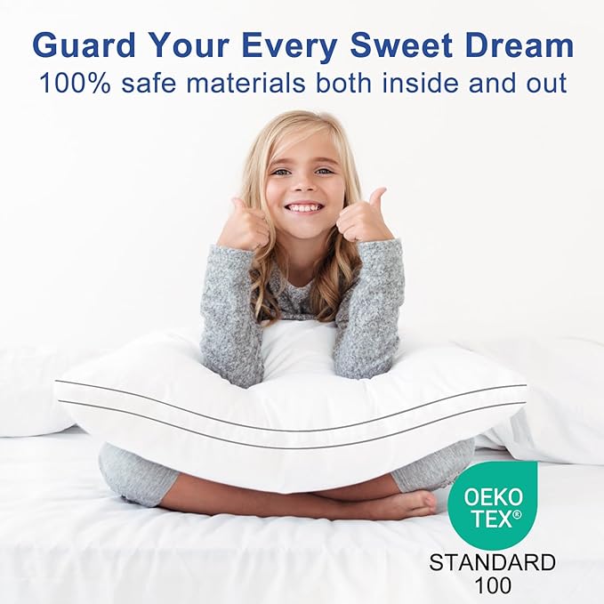 Premium Pillows King Size Set of 2, Fluffy and Supportive 7D Down Alternative Bed Pillows, Luxury Soft Hotel Quality Gusseted Pillow for Side Back Stomach Sleepers, Relief Neck Head and Shoulder Pain