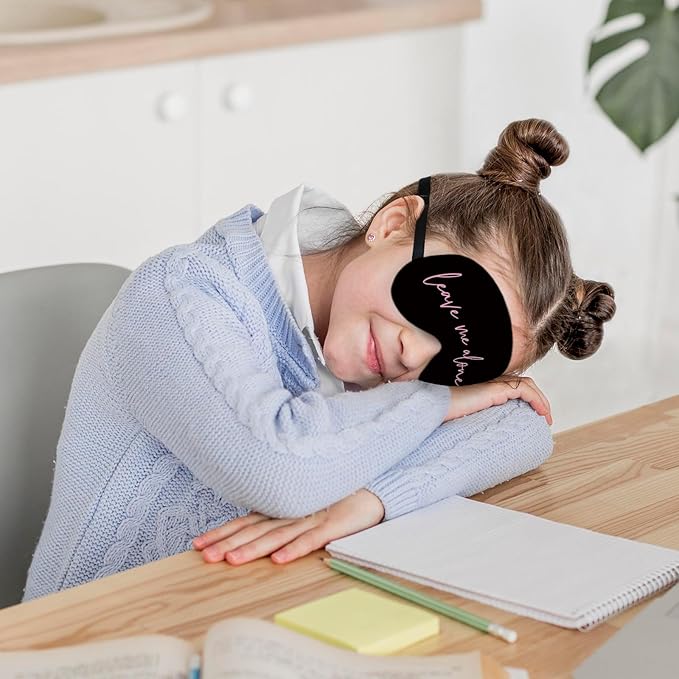 Funny Leave Me Alone Silk Eye Mask for Sleeping,Funny Sleeping Mask, Fun Blindfold Adjustable Strap Night Sleep Mask for Women Girls, Airplane Travel Nap, Sleeping Mask Eye Cover