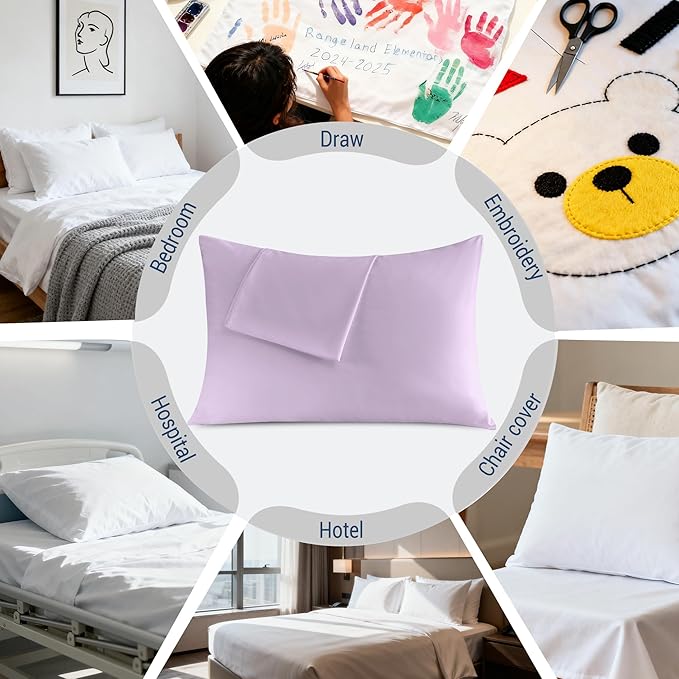 Pillowcases King 12 Pack, 20x36 Pillow Cases with Envelope Closure, Soft Plain Brushed Microfiber Covers Breathable Wrinkle-Resistant, Lavender