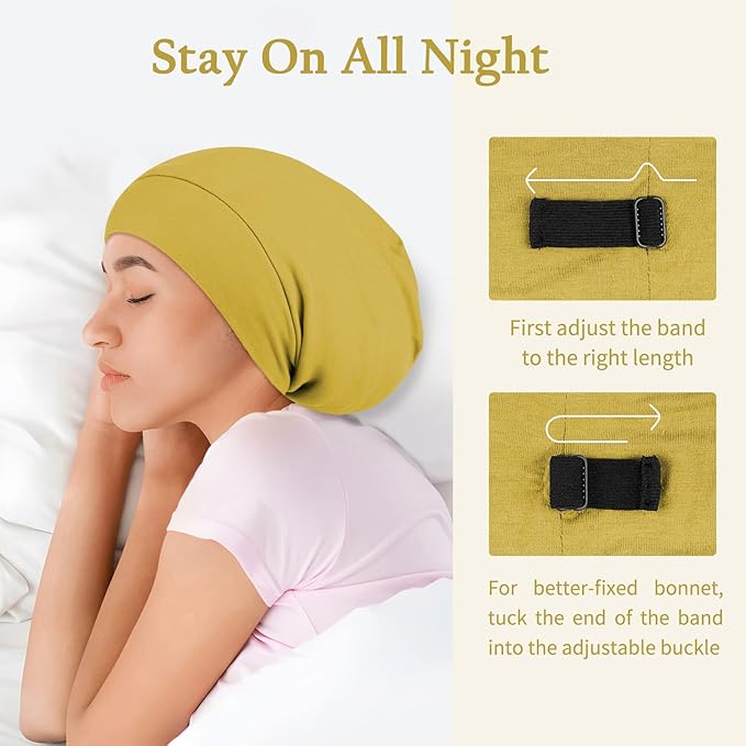 OLESILK 100% Mulberry Silk Bonnet for Sleeping Women, Silk Hair Wrap for Sleeping for Women&Men, Real Silk, Not Satin, Yellow