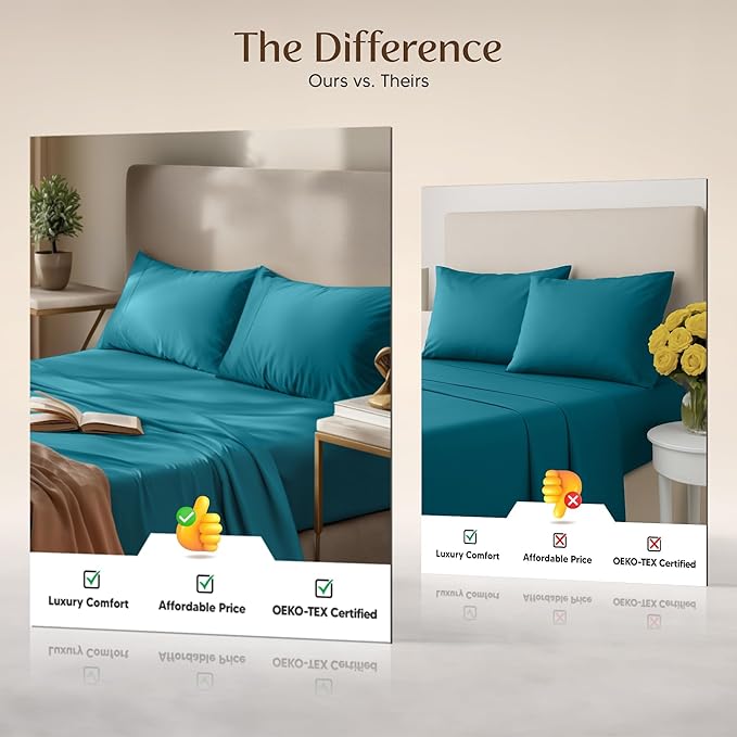 Utopia Bedding Twin Sheet Set – 3 Piece Bed Sheets for Twin Size Bed, Soft and Breathable Microfiber, Includes 1 Fitted Sheet, 1 Flat Sheet and 1 Pillowcase – Oeko Tex (Denim Blue)