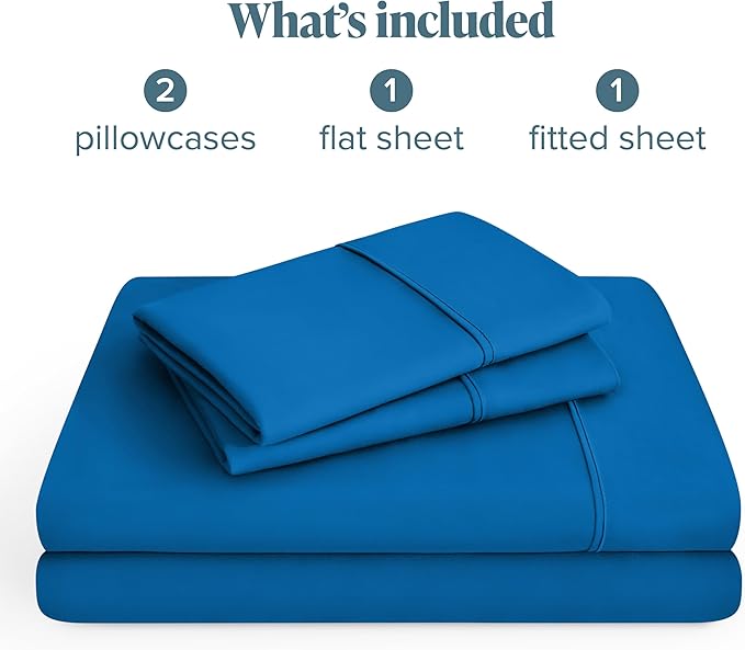 Bare Home Hotel Luxury Twin XL Sheet Set, Extra Soft - 4 Piece Set - Deep Pockets - Easy Fit - Cooling & Breathable - Wrinkle, Fade, Stain Resistant - Includes 2 Pillowcases (Twin XL, Medium Blue)