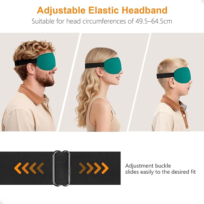 Gritin 100% Blackout Sleep Eye Mask for Side Sleeper Men Women, Zero Eye Pressure 3D Contoured Cup and Eyelash Friendly Sleeping Mask, Ergonomic-Dark Blue