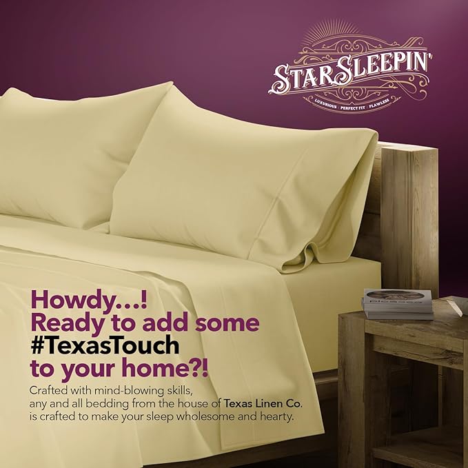 Texas Linen Co. 100% Egyptian Cotton Pillow Cases King Size Set of 2 - Luxury 1200 Series Sateen Beige Pillow Covers, Silky Soft & Cooling Extra Long Staple Pillowcases, Fits King Size Pillows