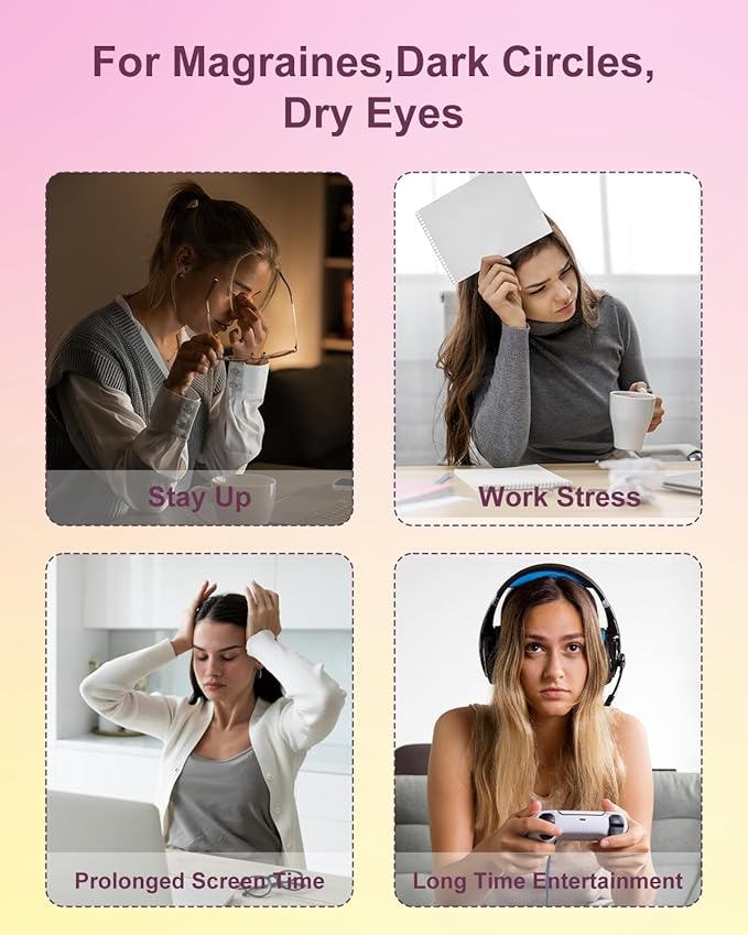 Morelax Eye Massager with Heat & Bluetooth Music, Birthday Gifts for Women, Reduce Eye Strain, Headache Relief and Improve Sleep, Eye Care Gift（Pink）