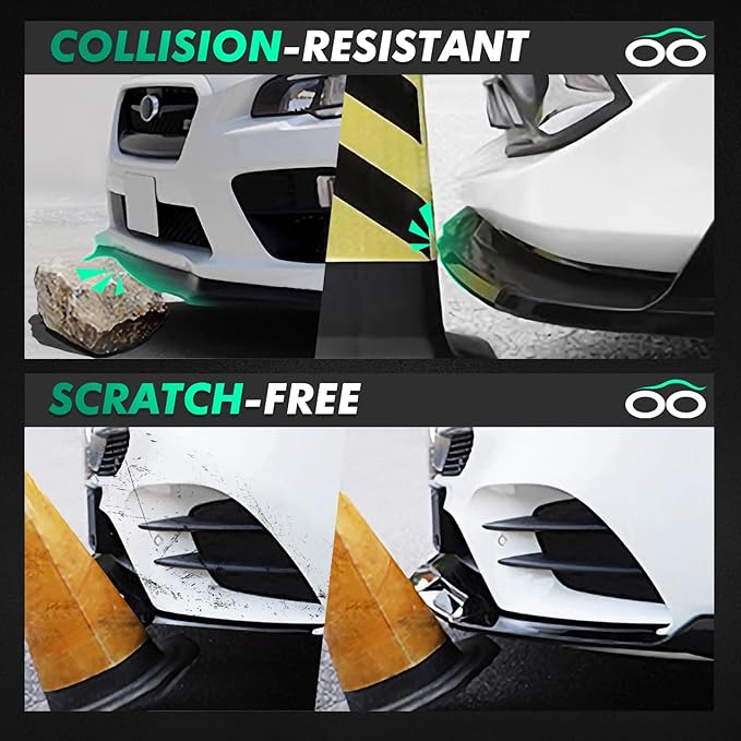 SCITOO Glossy Carbon Look Universal Front Bumper Canards Diffuser Lip Splitter Fins Bumper Splitters Aprons - 4PCS