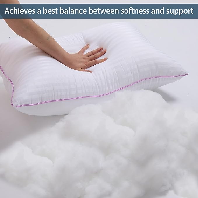 VAINOC Pillows Standard Size Set of 4,Breathable Hotel Collection Bed Pillows for Side Back Stomach Sleepers，Machine Washable Supportive Soft Down Alternative Microfiber Filled