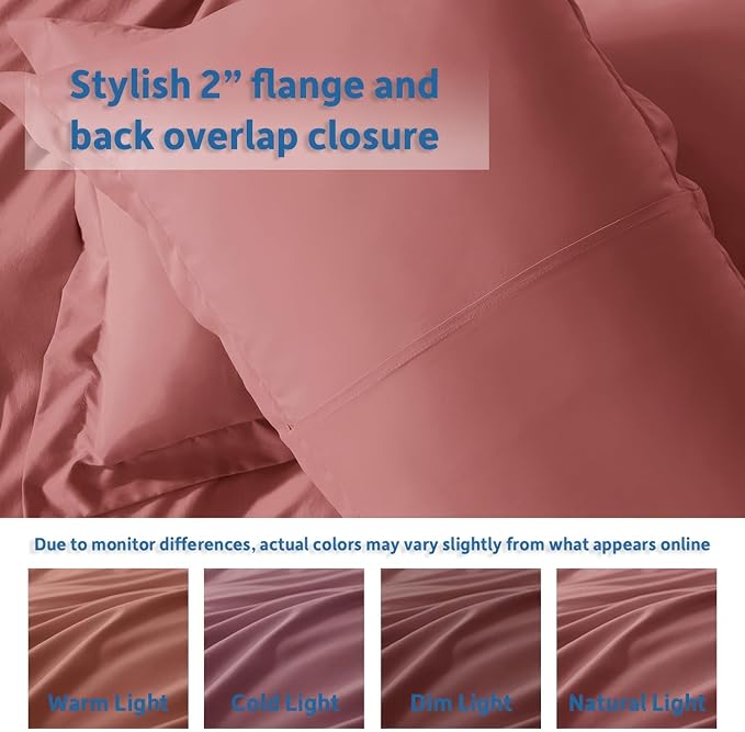 Nestl King Duvet Cover Set with Comforter Insert - Pink Clay 4 Piece 104x90 Duvet Cover & 2 Pillow Shams with White Quilted Down Alternative Comforter, Ultra Soft, All Season
