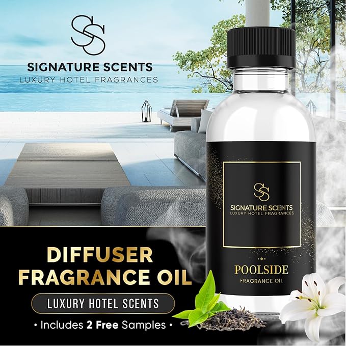 Signature Scents - Luxury Hotel Fragrances - Hotel Fragrance Oil - Diffuser Oil Blends for Aromatherapy (Poolside) 4.05 Fl Oz (120ml)