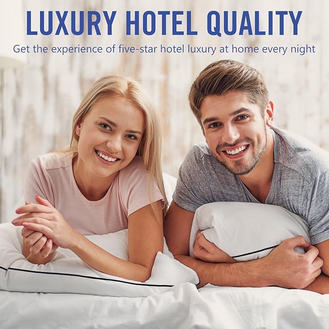 Vorouhals Hotel Collection Bed Pillows for Sleeping 2 Pack Standard Size Cooling Pillows Set of 2 for Back, Stomach or Side Sleepers, Super Soft Down Alternative Microfiber Filled Pillows