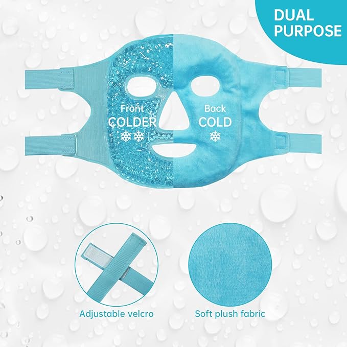 ZNÖCUETÖD Cold Face Eye Mask Ice Pack Reduce Facial Puff, Dark Circles, Gel Hot Heat Cold Compress Pack, Face SPA Gift for Woman Sleeping, Pressure, Headaches, Skin Care, Post Laser Cosmetic Care