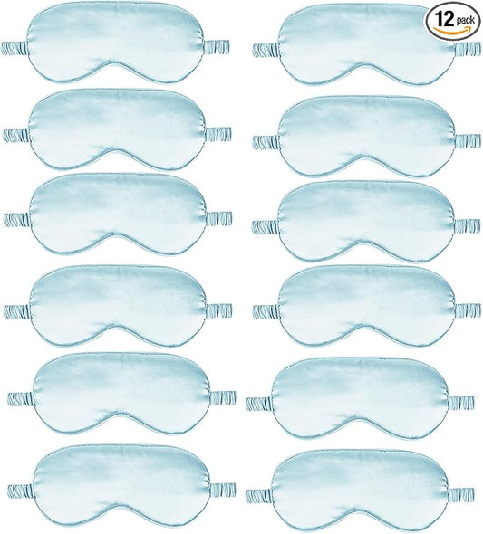 12PACK Silky Sleep Masks Satin Eye Mask Silk Eyes Cover for Sleeping Blackout Eyeshades Soft Blindfold Travel Nap Gifts