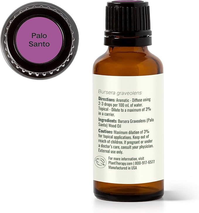 Plant Therapy Palo Santo Essential Oil 100% Pure, Undiluted, Natural Aromatherapy, Therapeutic Grade 30 mL (1 oz)